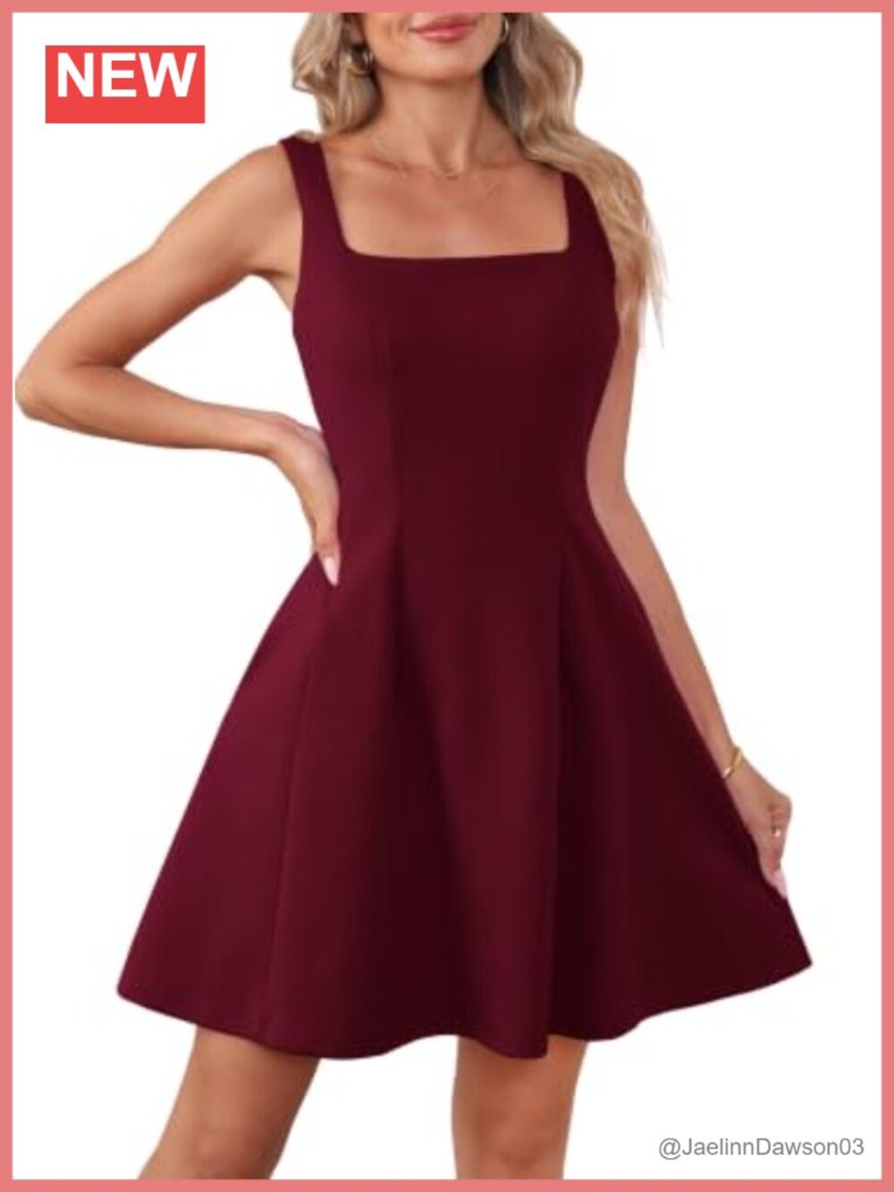Womens Mini Dress Sleeveless Square Neck High Waist A-Line Party Casual